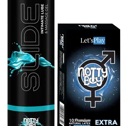 noTTy Boy Set of Slide Water Based Lube - 100 ml & LetsPlay Condoms - 10 Pcs-41