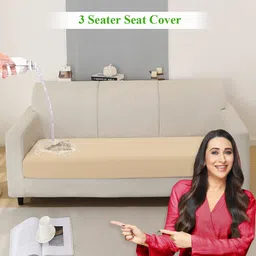 HOKIPO Beige Solid Waterproof Polyester 3 Seater Sofa Seat Cover-image-81