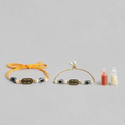 Anouk Unisex Set of 2 Beaded Bhai Bhabhi Rakhis With Roli & Chawal-image-61