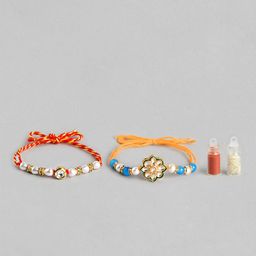 Anouk Unisex Set of 2 Beaded Bhai Bhabhi Rakhis With Roli & Chawal-image-99