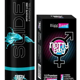 noTTy Boy Set of Slide Water Based Lube - 100 ml & BiggBang Condoms - 10 Pcs-43
