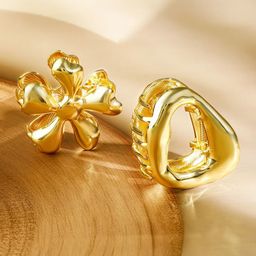 Rubans Set Of 2 18K Gold Plated Floral & Abstract Hair Claw Clips-image-29