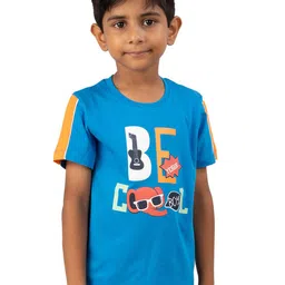 YOUMAA Boys Round Neck Typography Printed Regular Fit Pure Cotton T-shirt-image-33