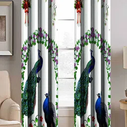 BELLA TRUE White & Blue Set of 2 Quirky Room Darkening Door Curtain-image-42