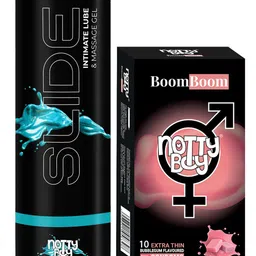 noTTy Boy Set of Slide Water Based Lube - 100 ml & BoomBoom Condoms - 10 Pcs-53