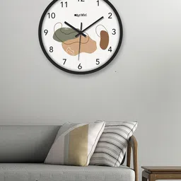 OLIVE TREE Black & White Printed Analogue Contemporary Wall Clock-image-20
