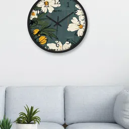 OLIVE TREE Black & White Printed Analogue Contemporary Wall Clock-image-82