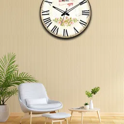 OLIVE TREE Beige & Green Printed Analogue Contemporary Wall Clock-55