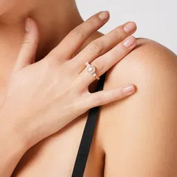 Zaveri Pearls Rose Gold-Plated White CZ-Studded Adjustable Contemporary Finger Ring-43