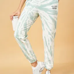 Ajile by Pantaloons Women Tie And Dye Mid-Rise Relaxed-Fit Cotton Joggers-image-11