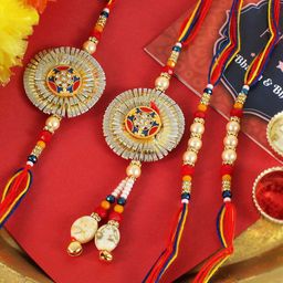 TIED RIBBONS Kids Set Of 4 Bhaiya Bhabhi Thread Rakhi Mini Card And Roli Chawal-54