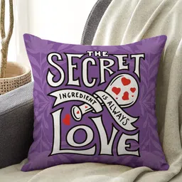 Indigifts Blue & Purple Valentine Day Printed Satin Cushion Cover Filler & Coffee Mug Set-image-74