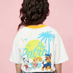 SPUNKIES Girls Humour & Comic Printed Drop-Shoulder Sleeves Cotton Crop T-shirt-56