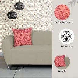 Ode & Cleo Peach-Coloured Set of 2 Geometric Square Cushion Covers image 4