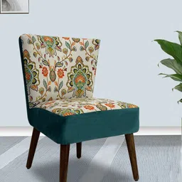 GLOBALLY INDIAN Teal-Green And Brown Printed Modern Accent Chair-image-8