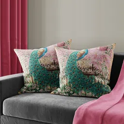 BIANCA Ruyal Turquoise Blue & Green 2 Pieces Ethnic Motifs Square Cushion Covers-image-28
