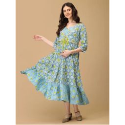 The Mom Store Neelambari Maternity and Nursing Maxi Kurti Dress-picture-45