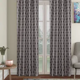 SOKNACK Grey Geometric Black Out Long Door Curtain-image-19