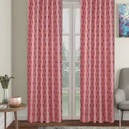 SOKNACK Peach Geometric Black Out Long Door Curtain-image-26