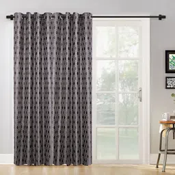 SOKNACK Black & Grey Geometric Black Out Long Door Curtain-image-20