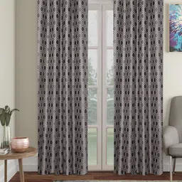 SOKNACK Black Geometric Printed Black Out Long Door Curtain-15