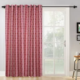 SOKNACK Peach 2 Pieces Geometric Black Out Long Door Curtain-15