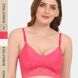 Amour Secret Pack Of 2 Floral Bralette Lace Bra-image-85