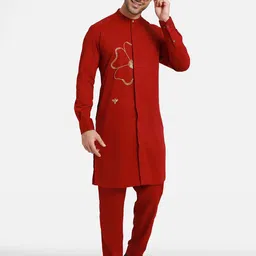 Komal Kothari Floral Embroidered Regular Pure Cotton Straight Kurta With Pyjama-image-28