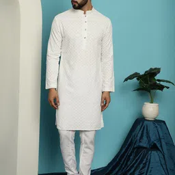 SOJANYA Ethnic Motifs Embroidered Pure Cotton Kurta with Churidar-53
