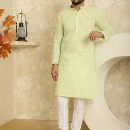 SOJANYA Ethnic Motifs Embroidered Pure Cotton Kurta with Churidar-picture-30