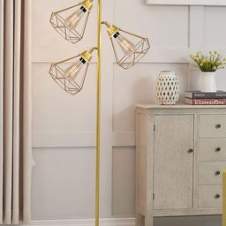 Homesake Metal Standing Floor Lamp with 3 Adjustable Hanging Diamond Cage Shade-38