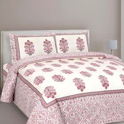 VJORE HOME EMBELLISH Red Ethnic Motifs Pure Cotton 210 TC King Bedsheet & Pillow Covers-picture-32