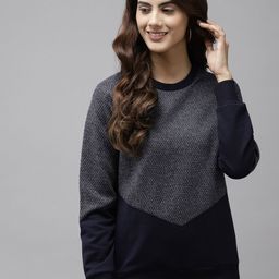 Cayman Women Navy Blue Colourblocked Sweatshirt-picture-37