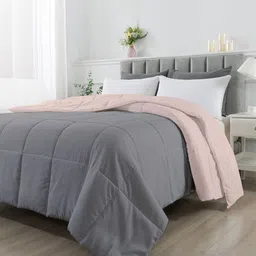 RAZZAI Peach & Grey Microfiber Mild Winter 210 GSM Reversible Double Bed Comforter-image-27