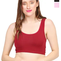 MYSHA Pack Of 3 Full Coverage Non Padded Dry Fit Workout Bra With All Day Comfort-28
