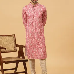 TABARD Abstract Printed Regular Thread Work Pure Cotton Kurta With Churidar-image-79
