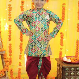 BownBee Boys Floral Printed Sherwani-picture-21