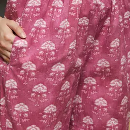 Sangria Floral Printed Sequinned Pure Cotton A-Line Kurta & Trouser With Dupatta image 4
