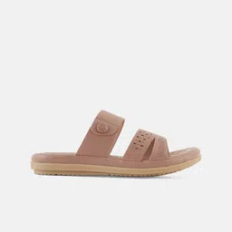 Mast & Harbour Peach-Coloured Textured Open Toe Flats with Laser Cuts image 3