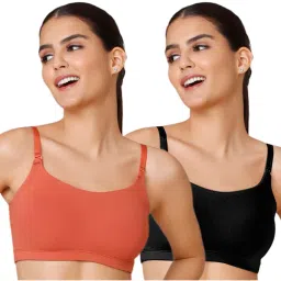 Nykd by Nykaa Easy Breezy Slip on Bra Pack of 2 NYB165 Black & Carrot-picture-13