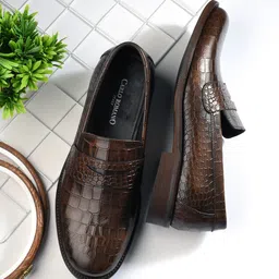 CARLO ROMANO Men  Leather Formal Slip-Ons-image-34