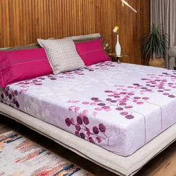 URBAN SPACE Divine Purple Floral 144 TC Pure Cotton Queen Bedsheet With 2 Pillow Covers-image-13