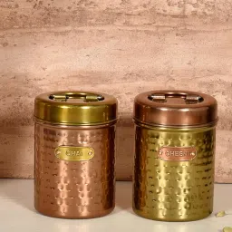 Living With Elan Stainless Steel Round Chai, Cheeni Canister -800 Ml Each, Set Of 2-picture-47