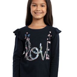 UNDER FOURTEEN ONLY Girls Navy Blue Print Ruffles Top-39