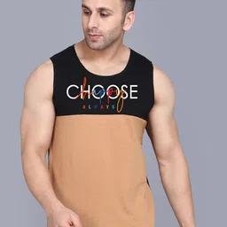 SLOWLORIS Colourblocked Combed Cotton Bio-Wash Gym Vest SL26 CHS BLACKRUST-image-78