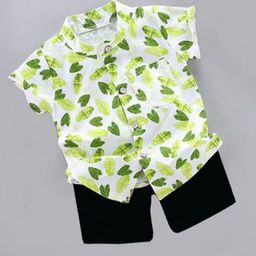DANGAR Unisex Kids Printed Mandarin Collar Shirt with Shorts-image-97