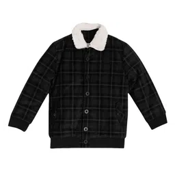 UNDER FOURTEEN ONLY Boys Black & Cream-Coloured Checked Cotton Tailored Jacket-image-55