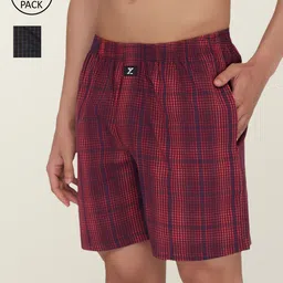 XYXX Men Pack of 2 Checked Pure Cotton Boxers XYBOX2PCKN236-13