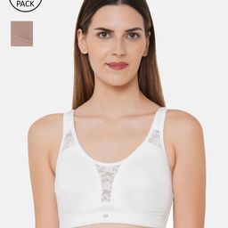 Soie Non Padded Non-Wired Full Coverage Stretch Cotton Minimizer Bra-Pack of 2-6