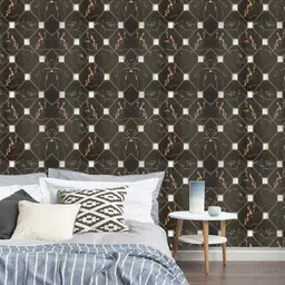 Jaamso Royals Black 3D Brick Stone Printed Self-adhesive Peel & Stick Wallpaper-image-82